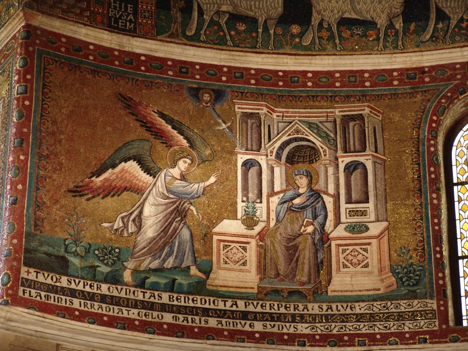 Roma, Santa Maria in Trastevere, Pietro Cavallini, mosaico dell'Annunciazione, 1291