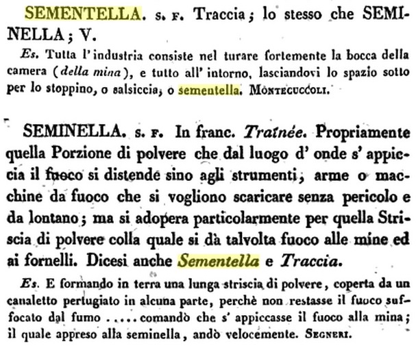 Giuseppe Grassi, Dizionario militare italiano, Società tipografico-libraria, Torino, 1833, v. IV, pp. 60 e 61