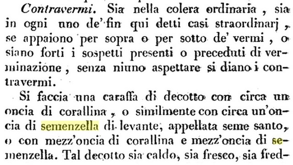 (Vincenzio Lanza, Provvedimenti curativi nella colera, Gabinetto bibliografico e tipografico, Napoli, 1836, p. 30).