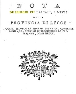 Nardò, il Pio Monte di San Biase e le tasse