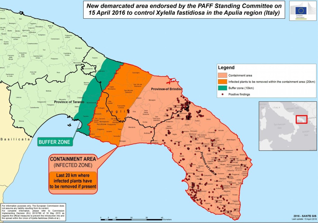 Delimitazione delle aree al 15 aprile 2016