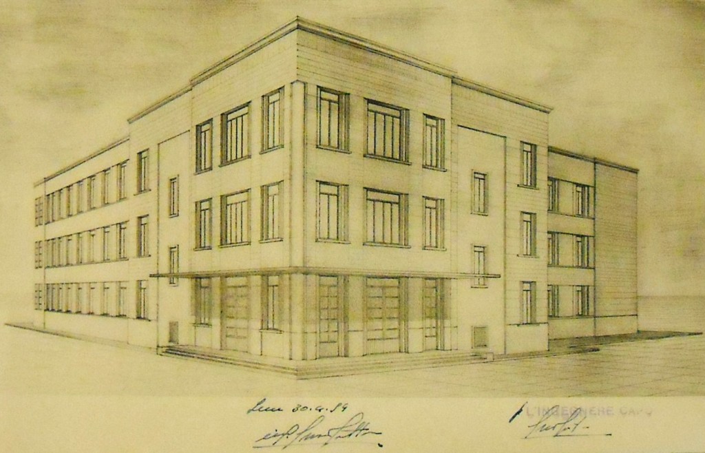 Disegno del progettista ing. Salvatore Erroi per la nuova sede del liceo (1957) 