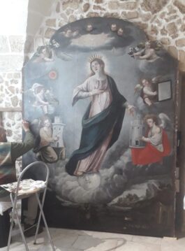 Il restauro della tela dell’Immacolata della confraternita di Spongano